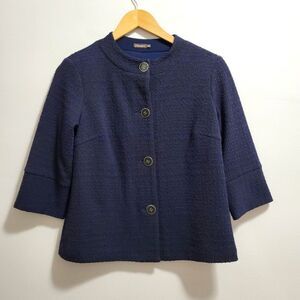 J. McLaughlin Navy Blue and Black Textured Blazer Size XS